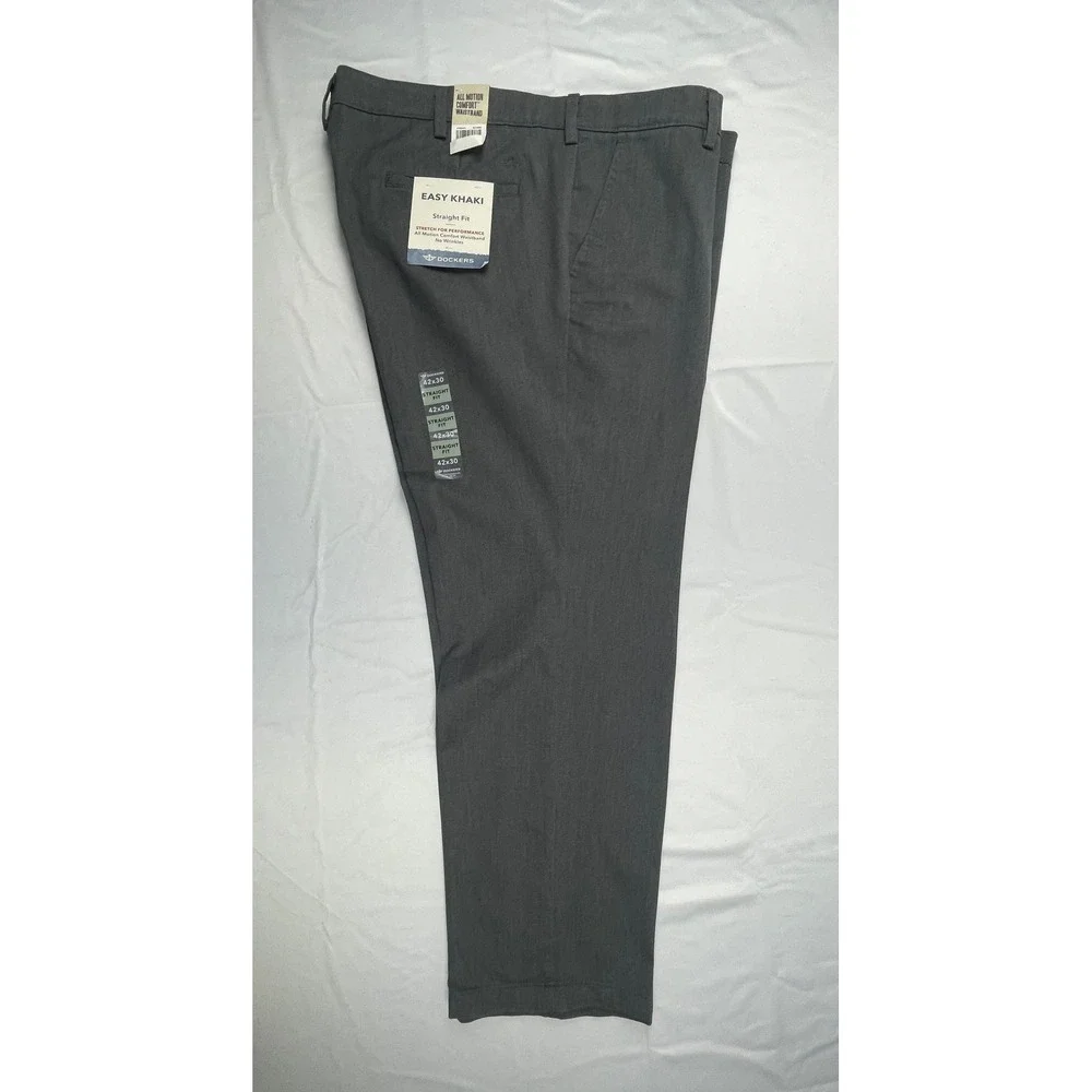Dockers Easy Khaki Mens 42x30 Straight Fit Stretch Charcoal Gray Pants New
